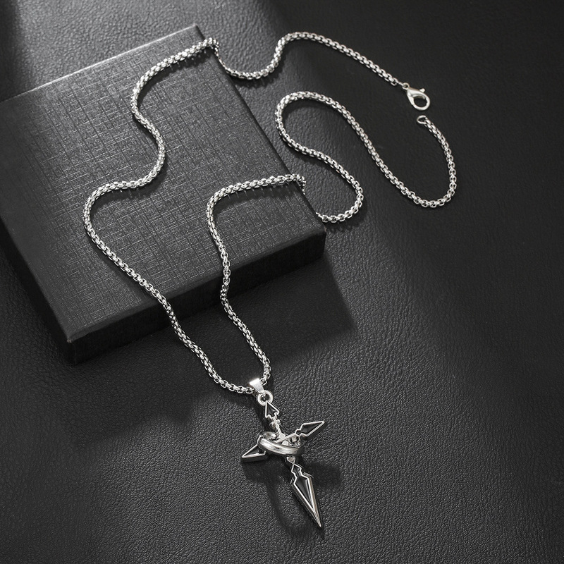 Cross-Border Hot-Selling Flame Cross Totem Retro Personalized Vintage Pendant Necklace Men's Pendant Accessories Jewelry Cross-Border Hot-Selling Flame Cross Totem Retro Personalized Vintage Pendant Necklace Men's Pendant Accessories Jewelry