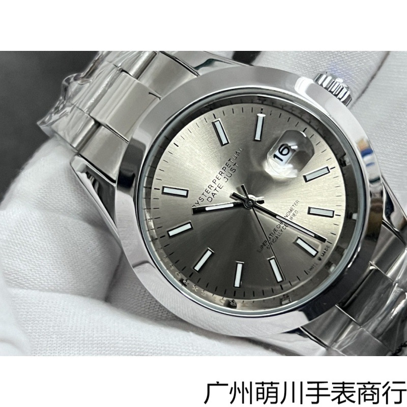 Cross-Border Independent Station Men's Luxury Business Wristwatch Solid Stainless Steel Strap 3-Pin Calendar Men's Quartz Watch