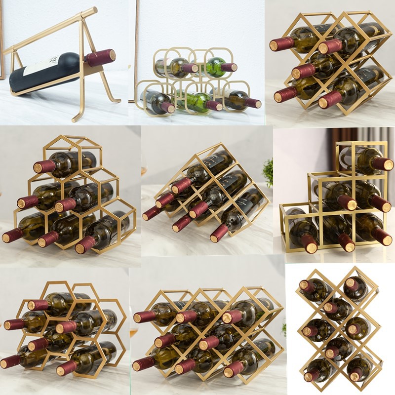 Wine Rack Decorative Simple Diamond Shelves Display Grid Frame Metal Square Grid Home Use Hotel Decoration