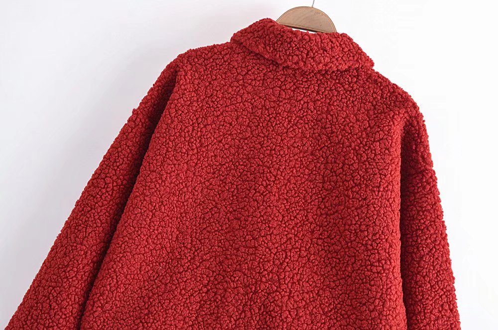 Red Double-Sided Fleece Jacket NSXFL103715