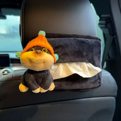 Car tissue box/set | Car Hanging Cute Bee Dog - the-orange-hat-is-conspicuous-left-black-velvet-bag