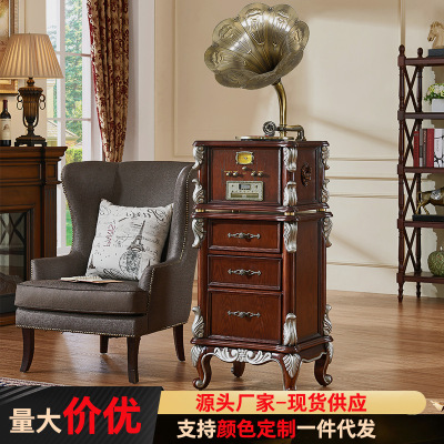 Manufactor European style solid wood carving Big Horn Retro Gramophone Vinyl record player Phonograph intelligence sound