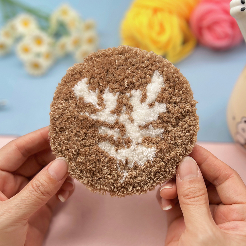 Huevo frito, posavasos de bordado de pinchado creativo, paquete de material de bricolaje hecho a mano, manteles divertidos, clases manuales para niños, música de pinchado de animales