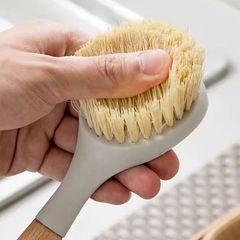 Wood-handled wash pot brush multi-function long-handled kitchen cleaning pot brush non-stick grease pot and dish brush