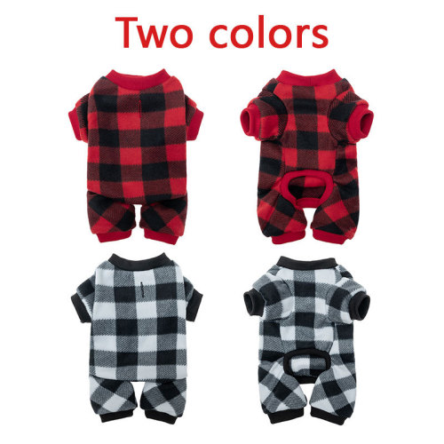 Amazon Pet Clothing Same Style Checkered Pajamas Dog Autumn/Winter Four-Legged Clothes Teddy Pet Clothes Wholesale