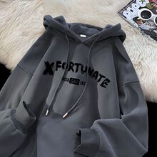 重磅美式复古港风连帽加绒加厚卫衣男装秋冬季痞帅潮牌LW011外套