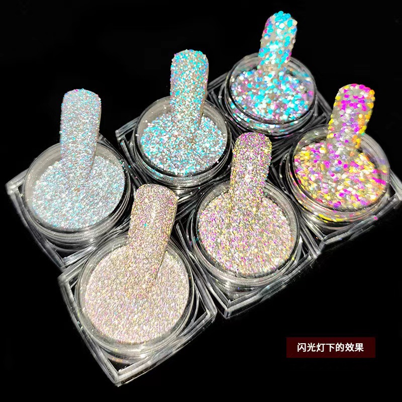 Transfronteriza Internet celebridad flash reflexivo polvo micro diamante brillante flash reflectante disco salto polvo alto brillo SPAR clavo flash polvo