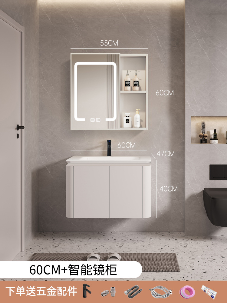 60cm cerámica lavabo gabinete + espejo inteligente luz del Gabinete FUNCIÓN DE desempañamiento