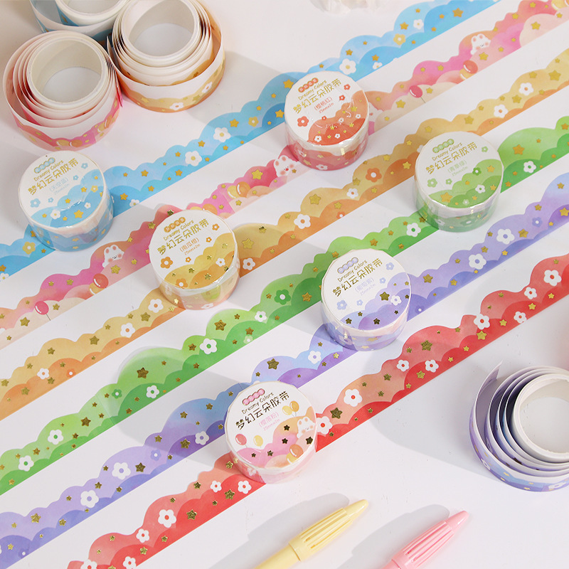 Fantasy cloud tape creative landscaping hand ledger sticker gradient cloud special shape washi tape hand ledger collage material