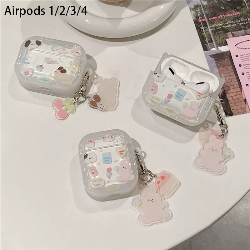 Suitable for Airpods4 Korean Style Ins Cherry Animal Dog Protective Cover Apple Pro2 Headphone Shell Pendant Chain