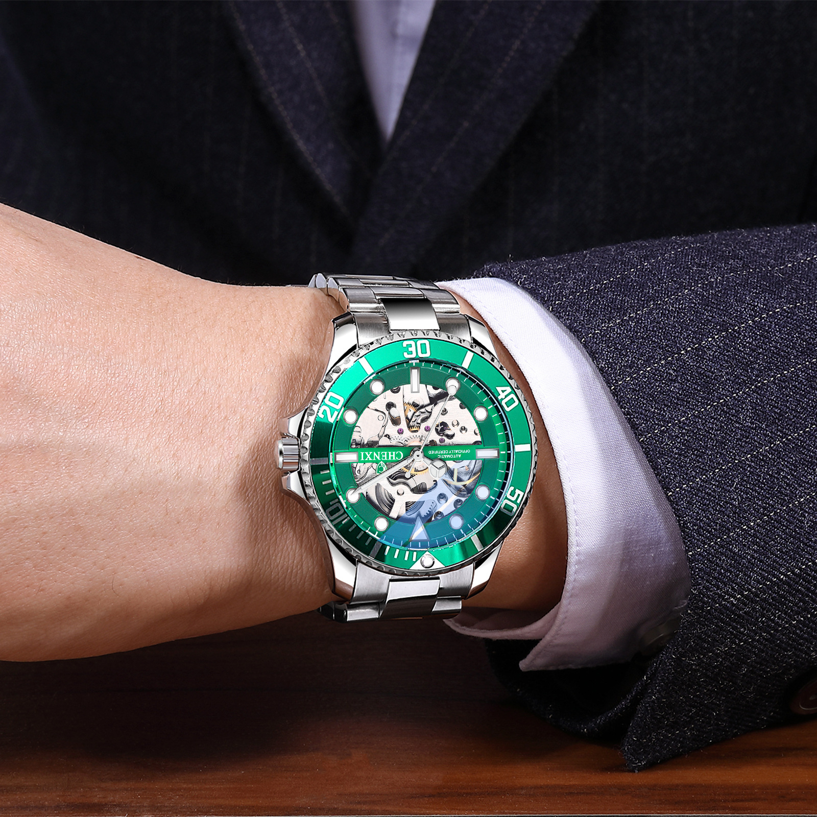 Dawn Brand Water Ghost Explosions Hollow Automatic Mechanical Watch Cross-border Fashion Waterproof Men's Watch Mechanical Watch