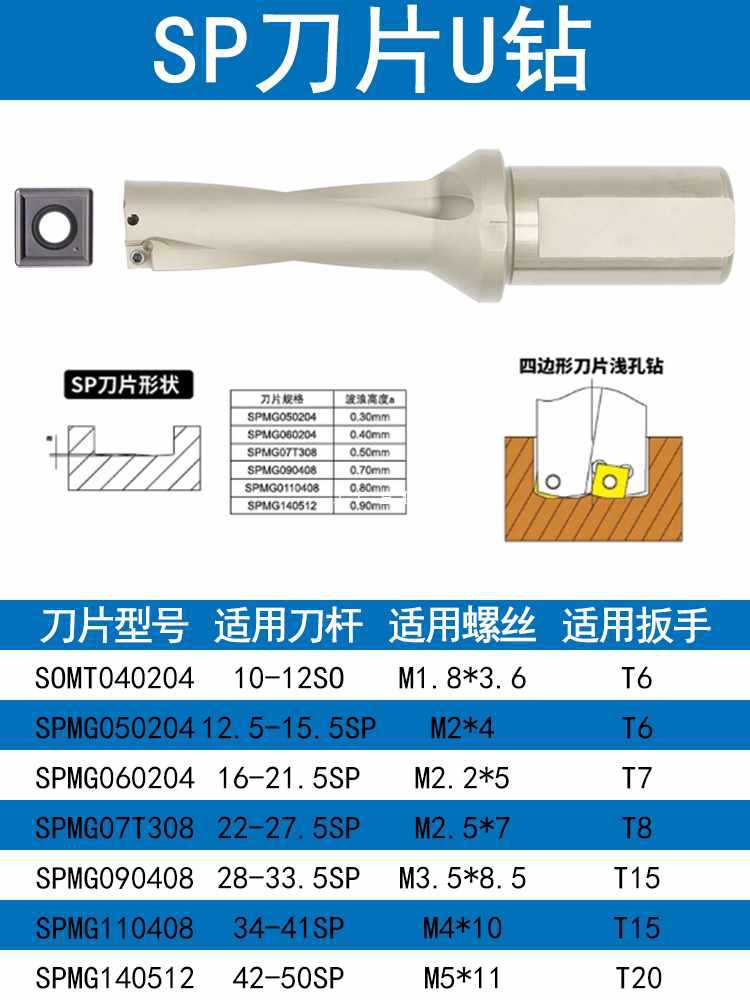 u钻刀杆车床用暴力钻WC潜孔钻小直径SP平底喷水钻U转数控快速钻头