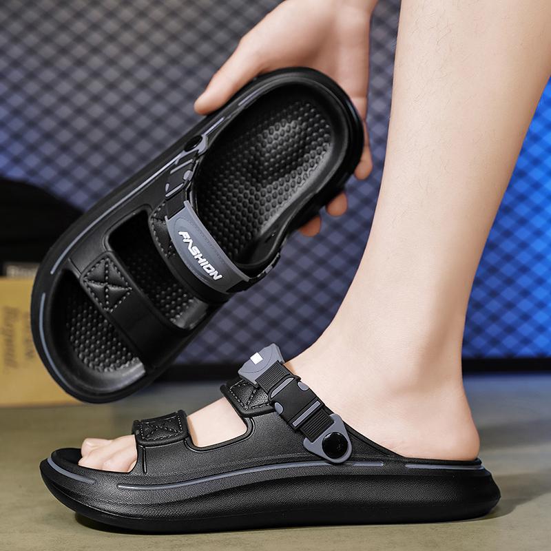 2025 nuevas zapatillas deportivas para exteriores, moda de verano para hombres, resistente al desgaste, pisando mierda, pies, sandalias de playa de doble uso para conducir