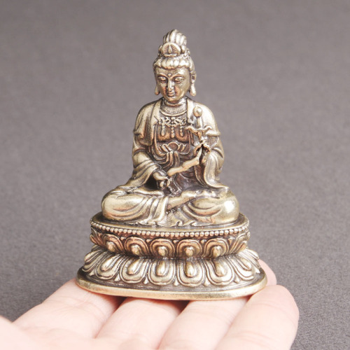 Brass old Western Three Saints Mahasthamaprapta Bodhisattva Buddha statue ornaments to worship gods craft gifts old copper wholesale