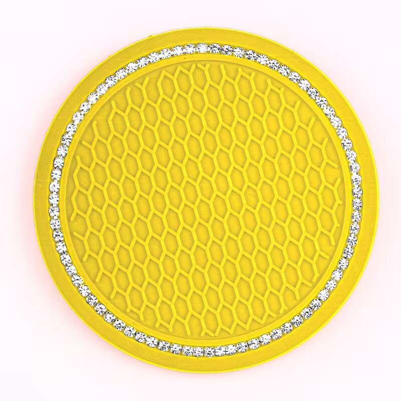 Diamante transfronterizo taza de agua estera redonda de silicona antideslizante estera taza almohadilla de aislamiento térmico rhinestone accesorios creativos del coche