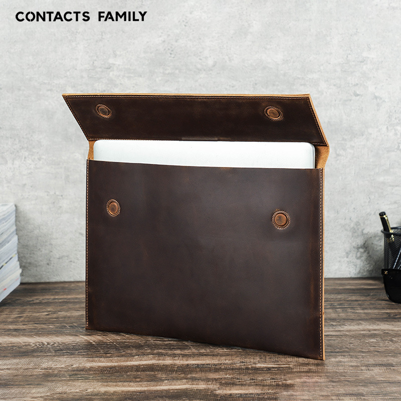 New macbook Air15 Protective Case Genuine Leather Flip-on Magnetic Buckle Laptop Sleeve Bag