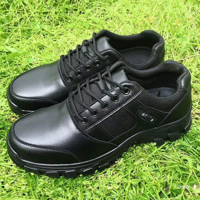 Черные тренировочные кроссовки для мужчин, кожаные кроссовки для активного отдыха, кожаные сетчатые ботинки на мягкой подошве, для весенних видов спорта, осенние ботинки для охраны и патрулирования