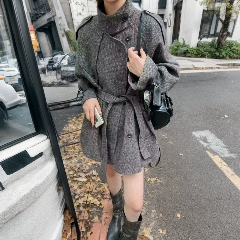 Осеннее trench coat, брейс, шерстяное пальто, корейский стиль, высокое качество стиля
