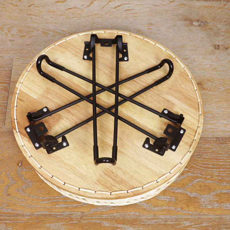 Sofá plegable de estilo nórdico, mesa redonda de madera maciza de caña, mesa de té portátil simple para acampar al aire libre