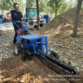 电缆线管道挖沟机 195 柴油风冷链条式开沟机自走式双链条开沟机