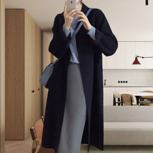 2023年冬季專櫃高端新款雙面羊絨大衣女式氣質黑藍色中長款毛外套