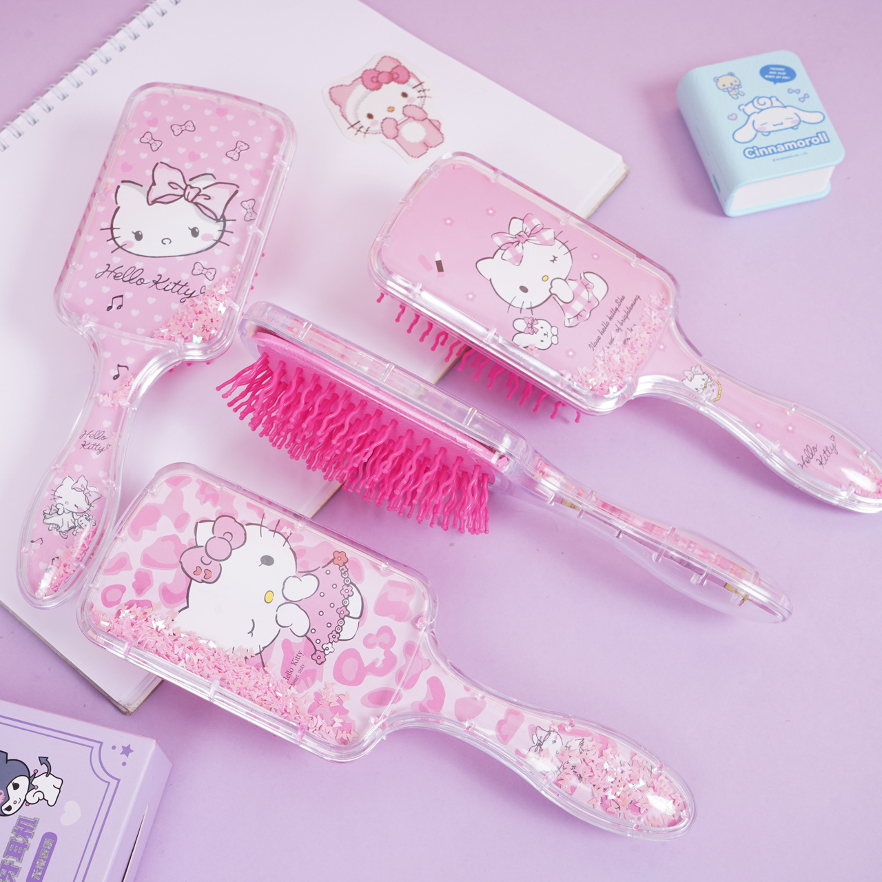 KT gato rocker pein cuadrado pein de pelo rizado caricatura encantador corazón de una niña Sanrio Kitty Gato masaje de aire acústico