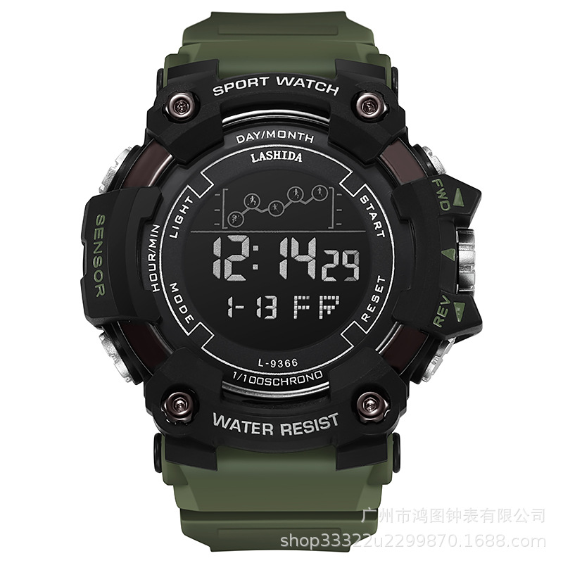 Reloj electrónico impermeable japonés multifuncional de los hombres Venta caliente transfronteriza luminosa digital gran dial reloj electrónico reloj deportivo