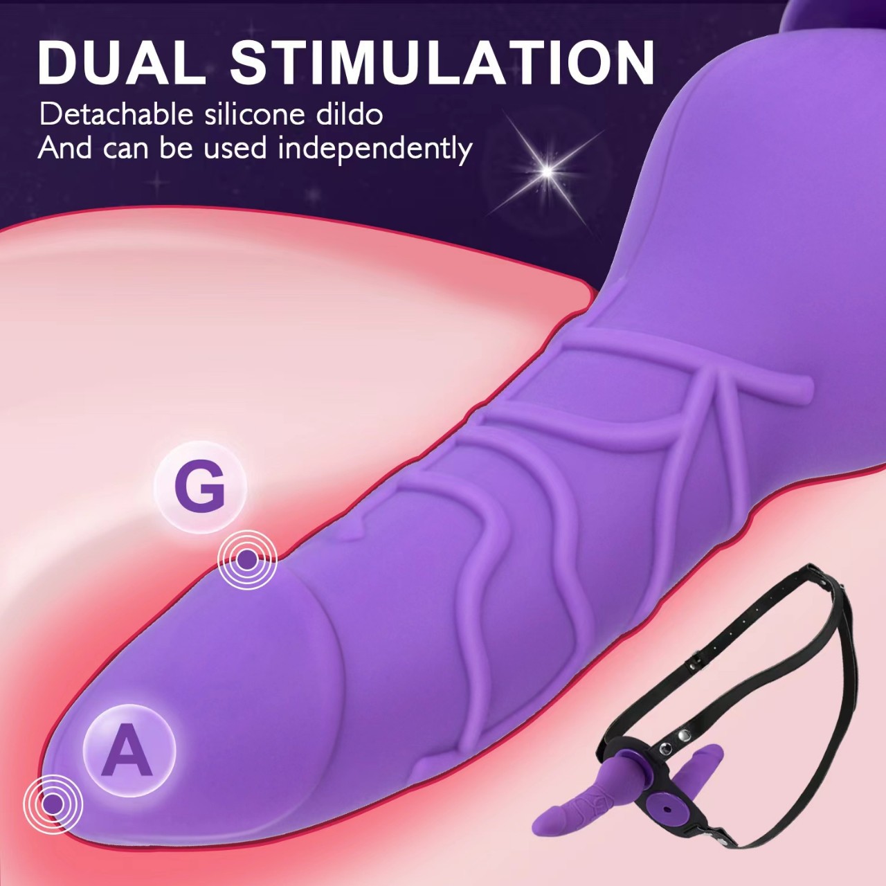 Double-Ended Strapless Strap-on Silicone Dildo, Wearable Dual-Shaft Design — detail image 2