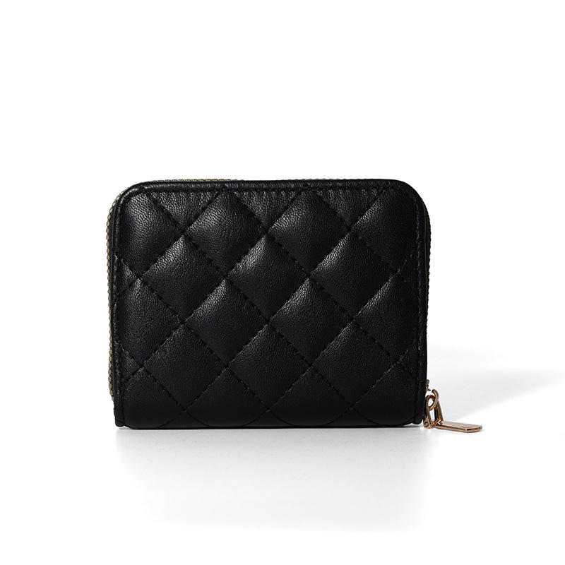 Venta directa de fábrica personalizada, estilo explosivo, moda europea y americana, bolso de tarjeta de rombo corto, monedero con cremallera para mujer, tarjetero de gran capacidad