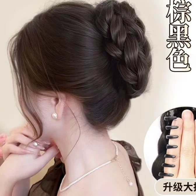 Парик-пучок для женщин, подходит для повседневного использования, пучок на заколке, неструктурированный пучок, плетеные волосы, объемный укладка, короткие волосы.