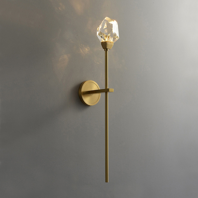 All-Copper Crystal Wall Lamp Post-Modern Light Luxury Art Designer Living Room Decoration Nordic Simple Bedroom Bedside Lamp
