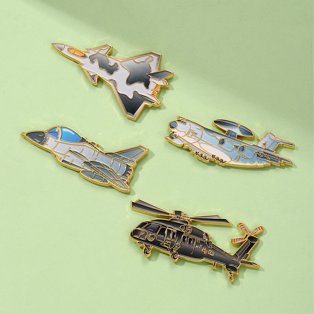 航展飞机徽章直升机无人战斗机胸针金属模型歼20军迷收藏礼品pin