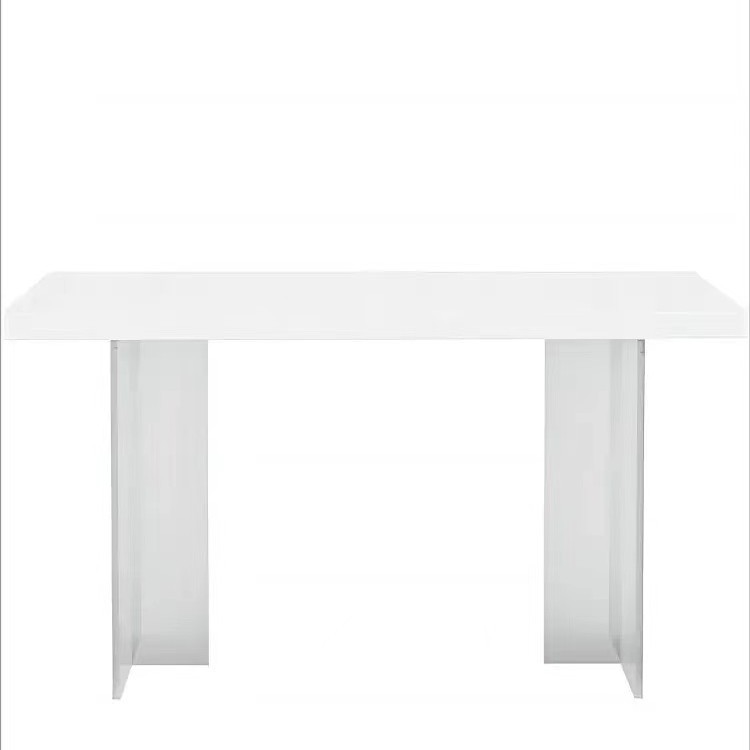 Luz moderna de lujo acrílico suspensión mesa de comedor y silla combinación inferior colgante redondeado blanco mesa de comedor hogar pequeño apartamento Mesa transparente