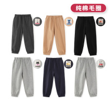 男童纯棉裤子春秋款儿童棉圈长裤女童毛圈休闲裤运动束腿裤日系
