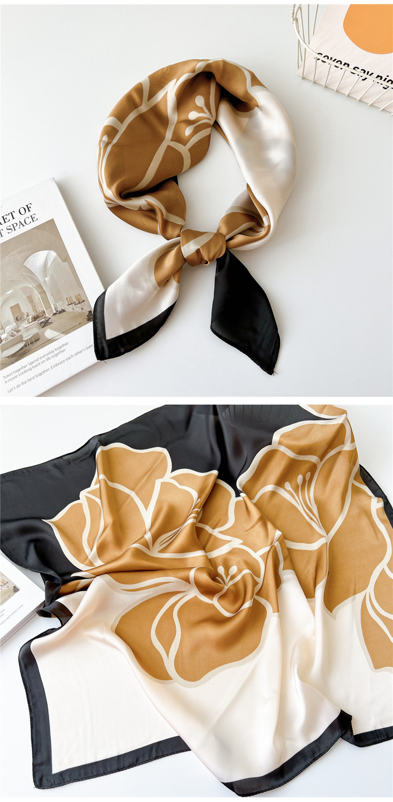 40g Weight Silk Scarf Classification Outdoor, Travel Occasion Polyester Material Printing Pattern Spring&Summer Season Women's Gender Printing Design Elegant Style Women's Elegant Printing Polyester Printing Silk Scarf 4