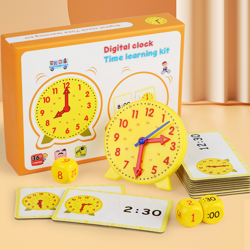 First Grade Time Clock Model for Kindergarten to Elementary School Transition, Time Recognition Toy for Primary School Students, Early Education Clock Learning Tool