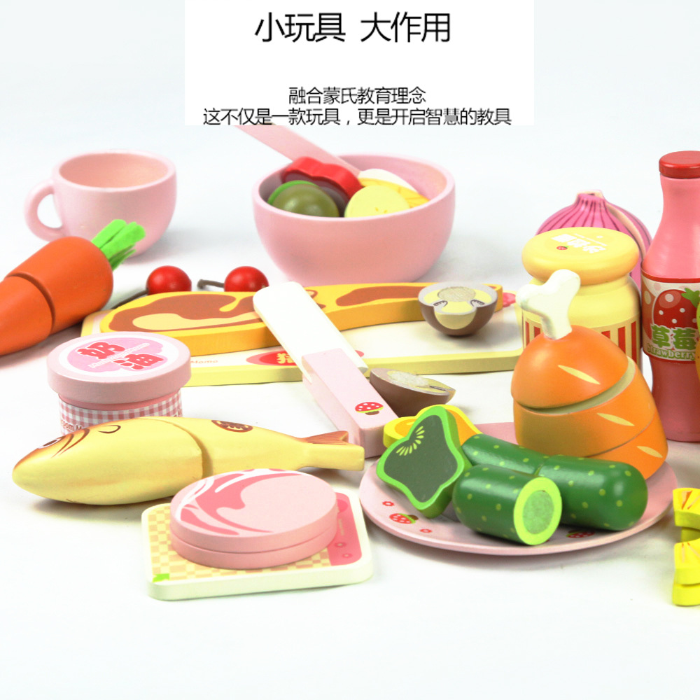 Pastelería de madera brunch juguete frutas y verduras corte imán corte jugar casa chica cocina juguete