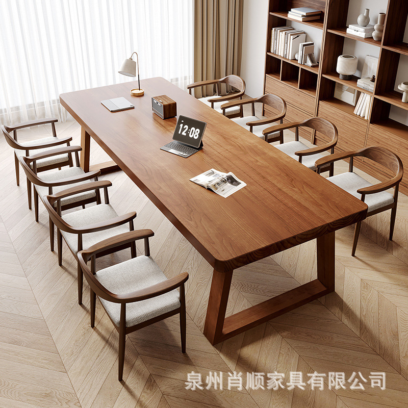 Modern Minimalist Style Solid Wood Office Desk with a High-End Feel, Office Reception Desk, Rectangular Desk, Work Desk Modern Minimalist Style Solid Wood Office Desk with a High-End Feel, Office Reception Desk, Rectangular Desk, Work Desk