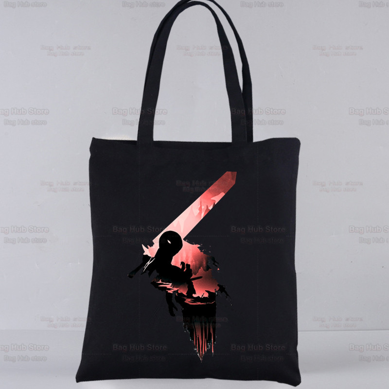 Berserk agallas espada estilo leyenda impreso bolsa de lona Harajuku bolso de hombro de moda bolsa de compras portátil AliExpress