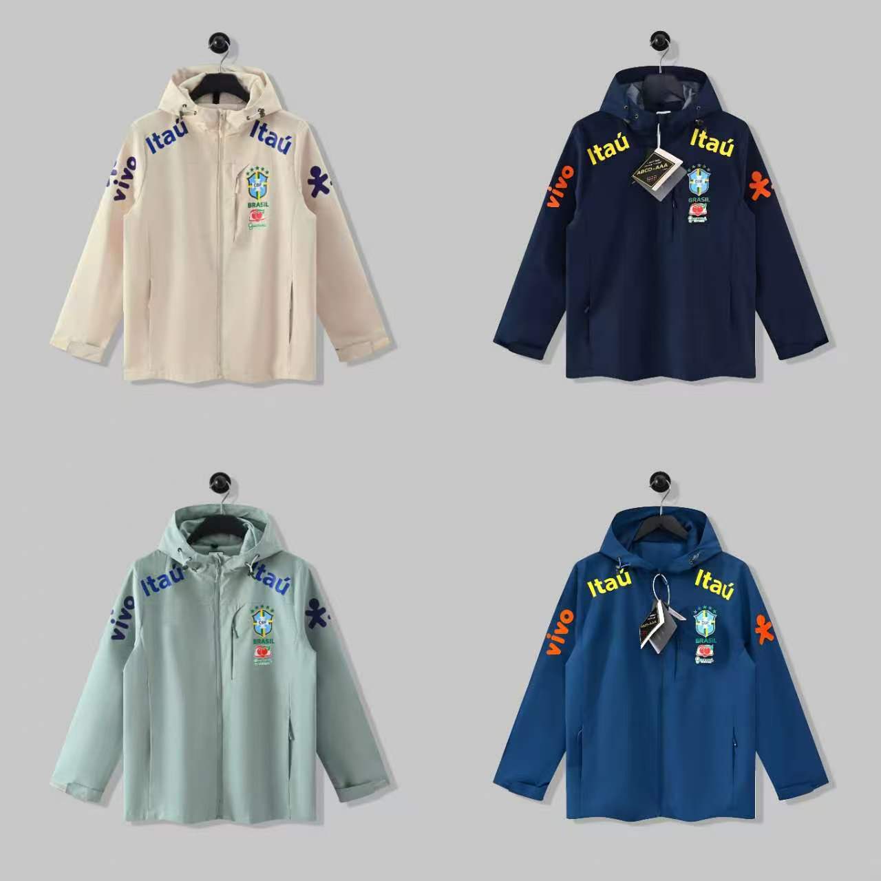 Brazilian Football Windbreaker, Flying Man Version Hooded Windproof and Waterproof Jacket, Sports Windbreaker Cross-Border Supply