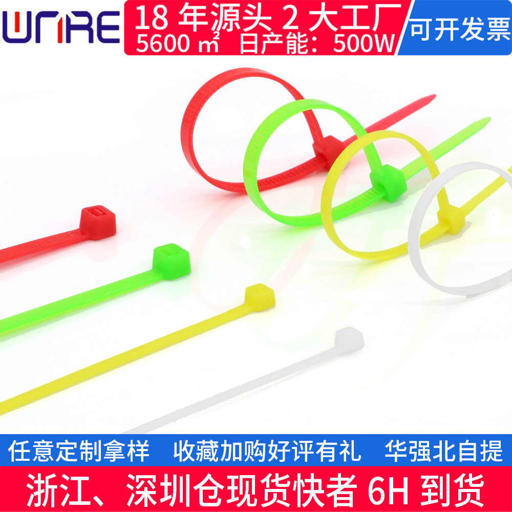 2.5  3.6mm固定式捆绑活扣 束线带 彩色 自锁 塑料尼龙 扎带