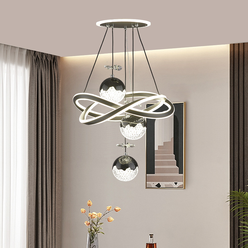 Nueva lámpara de cristal de lujo ligero lámpara led negra lámpara de comedor para el hogar de interior lámpara de dormitorio lámpara de estudio fábrica