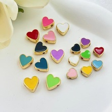 合金滴油爱心配珠双面色 心形串珠手链手串手绳配饰 DIY饰品配件