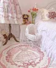 K532洛丽塔粉色少女心裙子加绒仙气可爱印花碎花毛毯地垫地毯