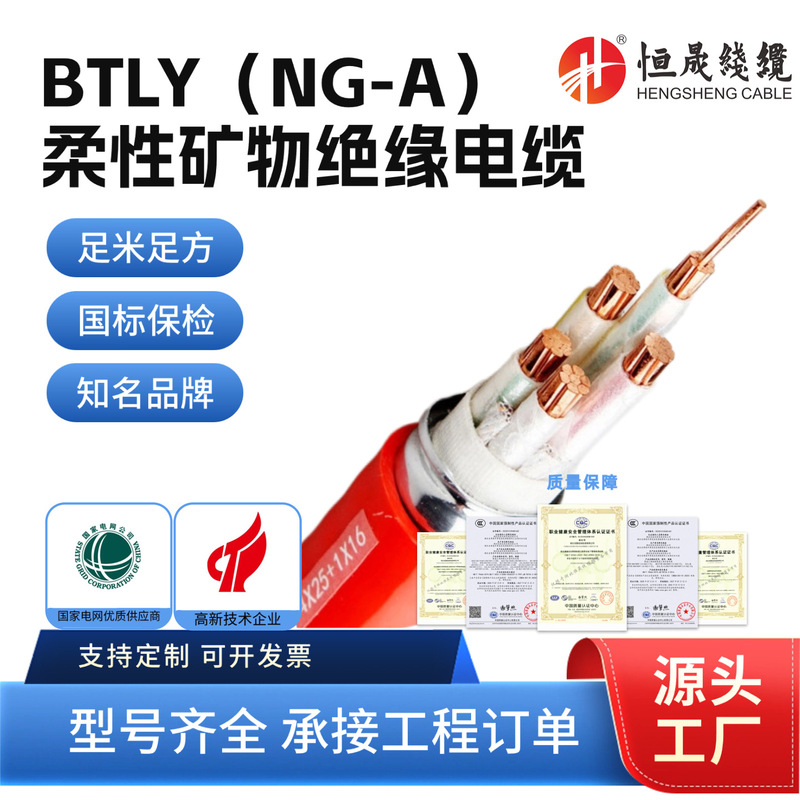 National Standard Copper Core Btly (Ng-A) Flexible Mineral-Insulated Fire-Resistant Electrical Wires and Cables, Full Meter Length, Direct Sales from the Manufacturer