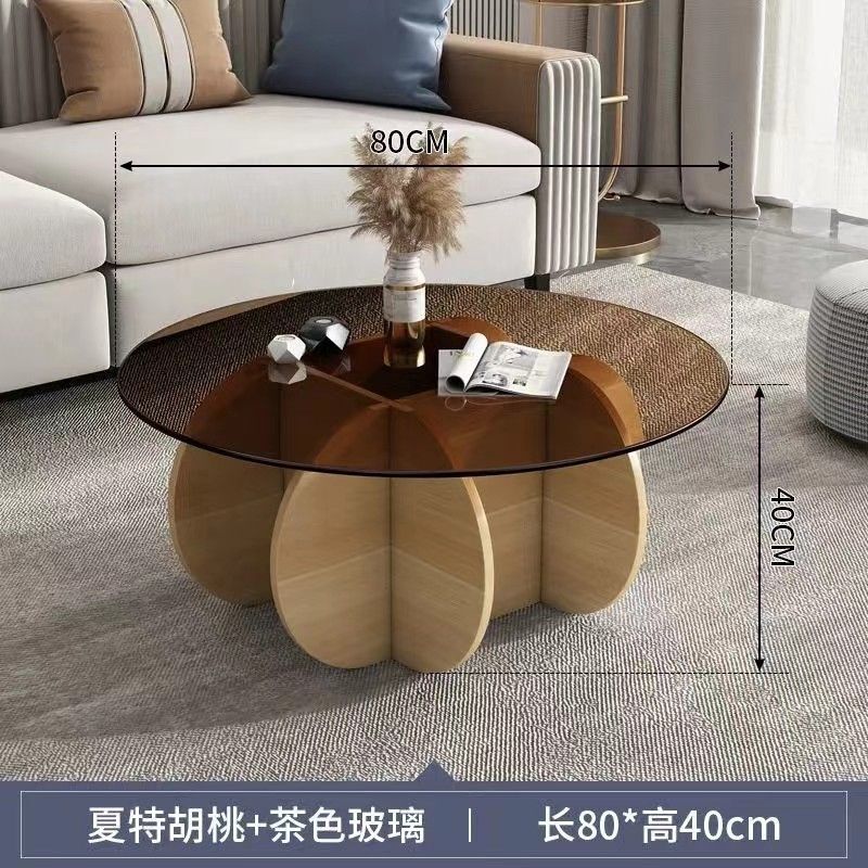 玻璃茶几轻奢现代茶几客厅家用小户型圆形网红ins桌子极简边几|undefined