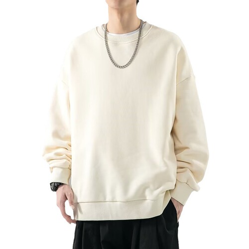 Heavy weight 320g round collar loose pullover sweater men's autumn casual long-sleeved new trend couples solid color coat