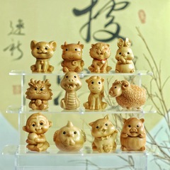 Thuja wood carvings, cute little animals, twelve zodiac signs, creative ornaments, desktop decorations, handicrafts, pendants, handles