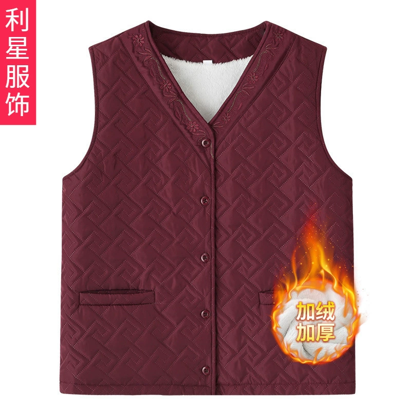 Пожилые люди осенние платья женские жилеты толстые бабушки осенью и зимой плюшевые толстые плечи мама большой размер теплый жилет