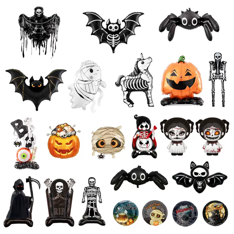 Новый кросс-борт Halloween тыква призрак тыква летучая мышь череп мумия большой стоящий алюминиевый фольга шарик